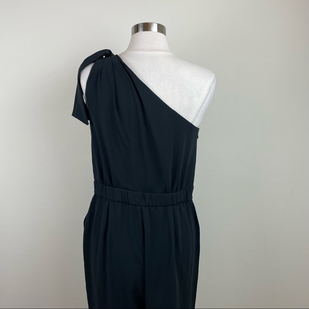 J. Crew Solid Black One Shoulder Bow Jumpsuit Wom… - image 7